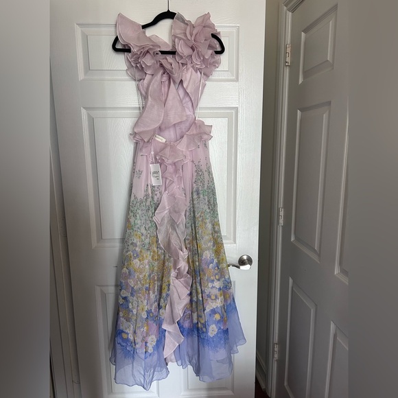NWT Zimmermann Floral Ruffle Linen & Silk Gown in Blue Meadow OP US2P - Picture 8 of 17
